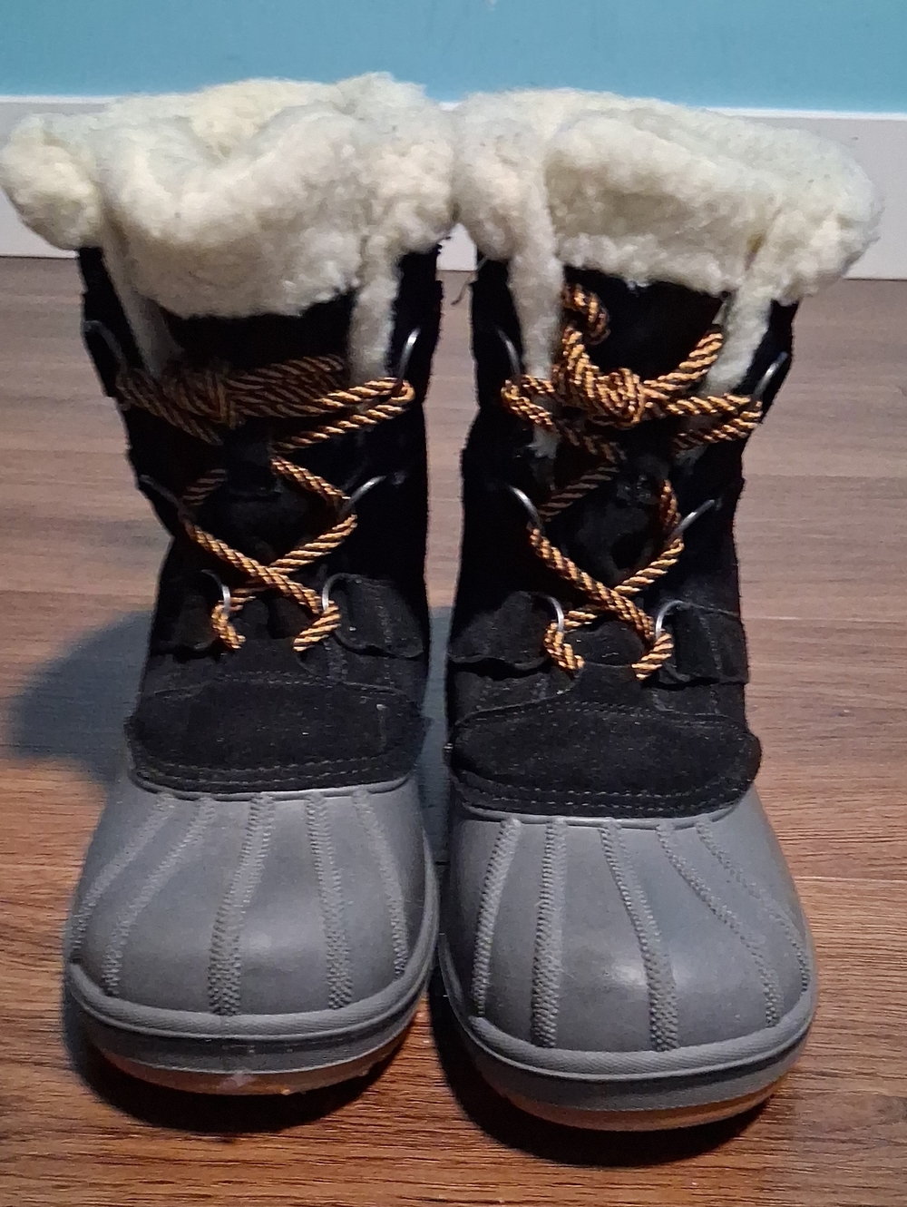 Cat & Jack Black, Gray and Cream Girls' Winter Boots